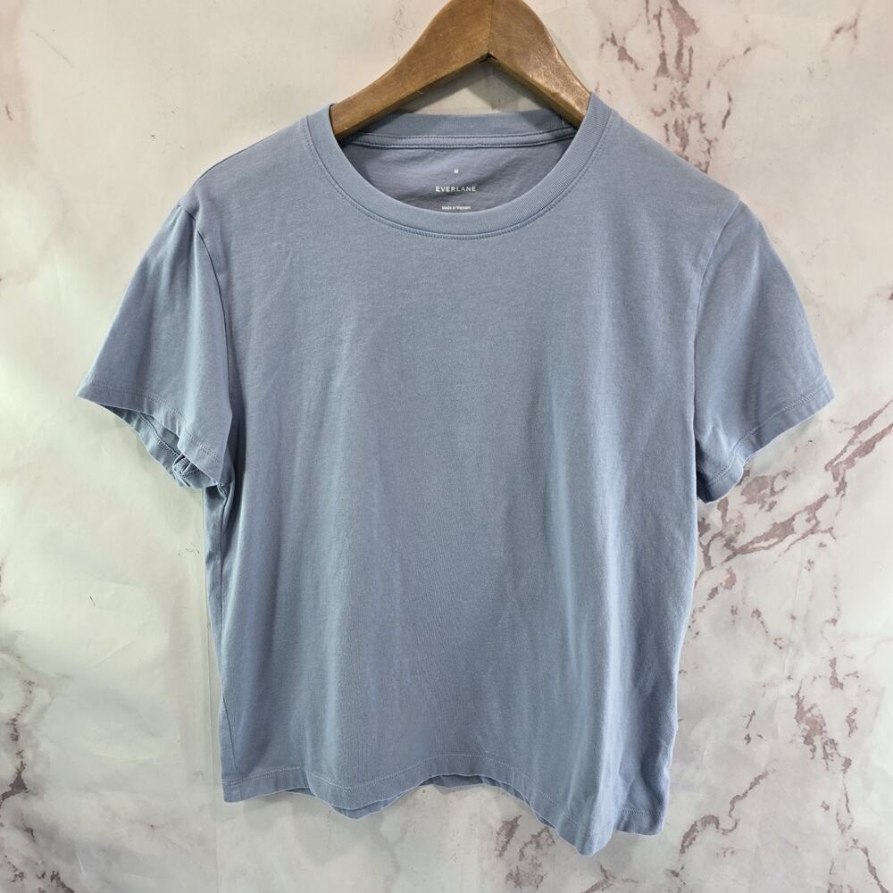 Everlane T Shirt Womens Medium Light Blue Crewneck Box Cut Tee Organic Cotton